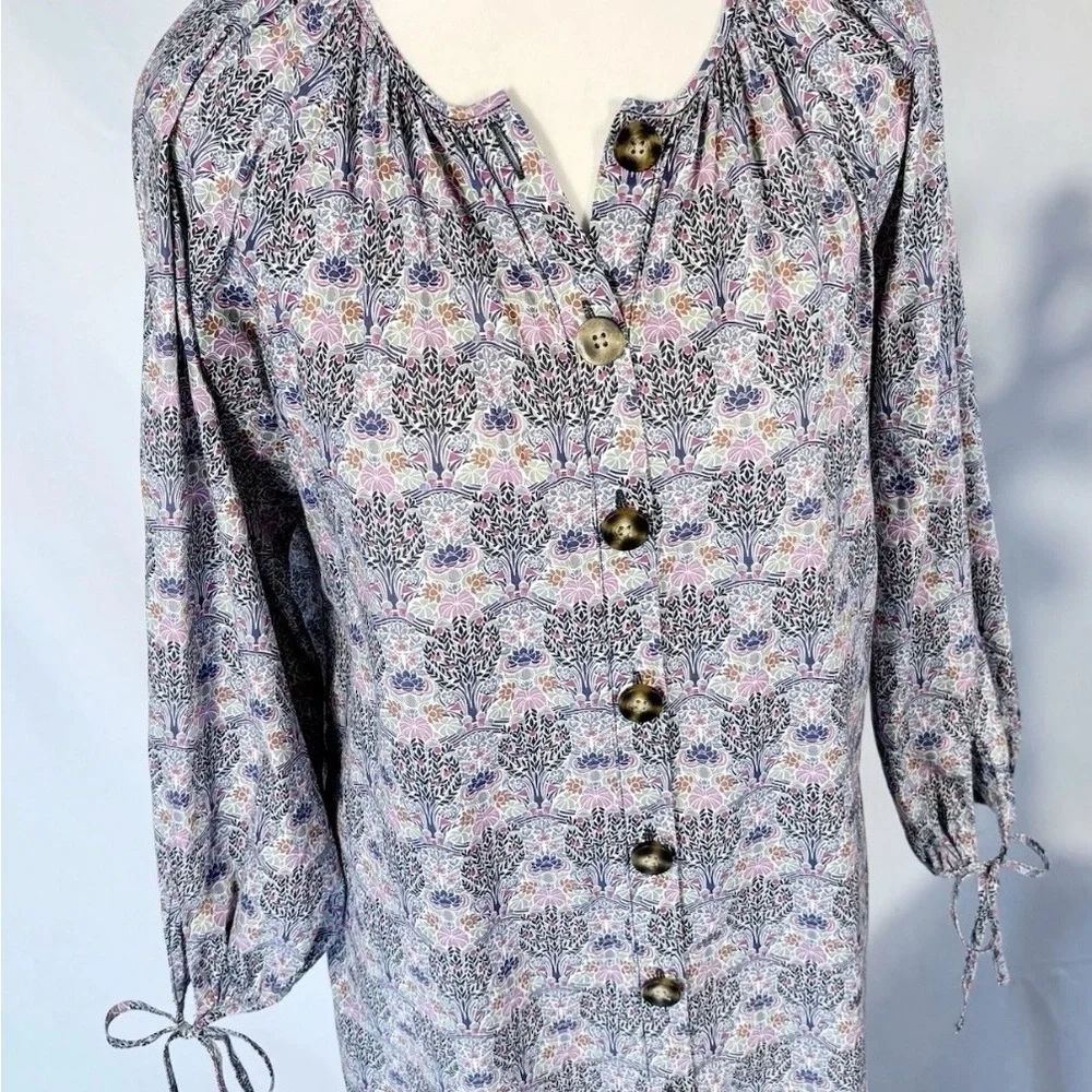J.Crew Liberty Fabric Floral Button Front Tunic Size M - Picture 2 of 10